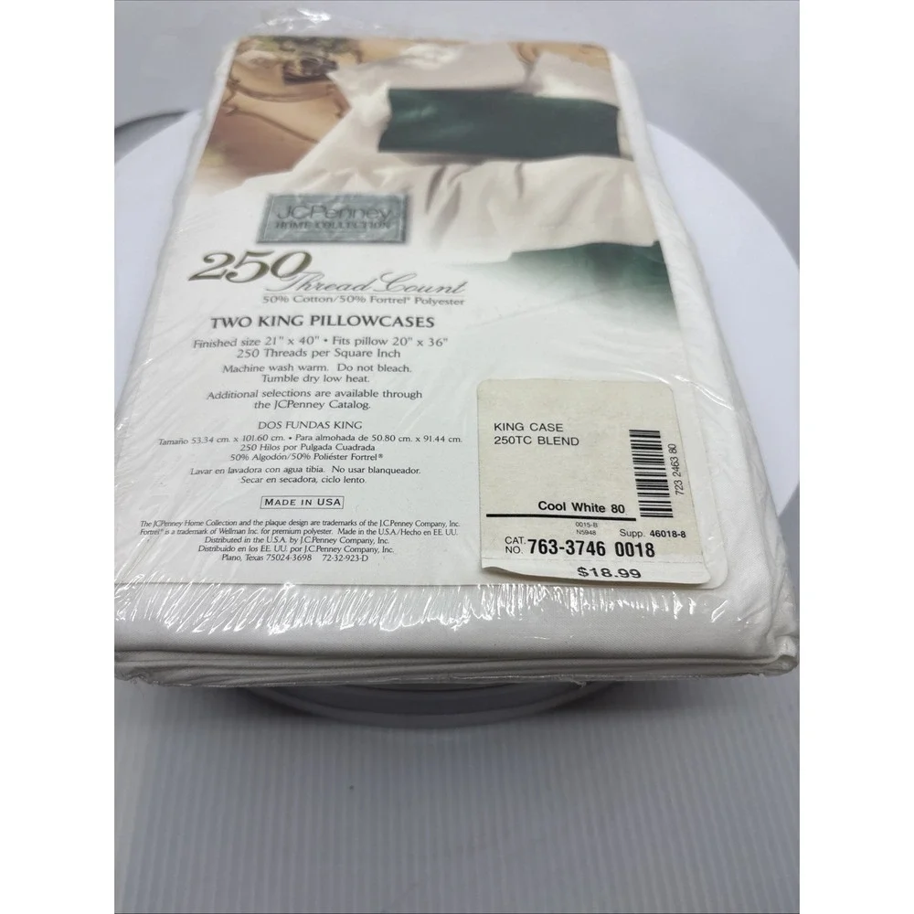 JCPenny Home Collection 2 King Pillowcases Cool White 20‎ x 36